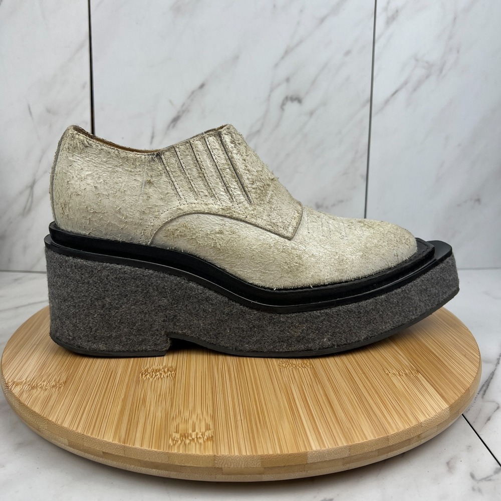 MM6 Maison Margiela Womens Size 8 [EU 38] Cream Suede Platform Felt Boots Shoes